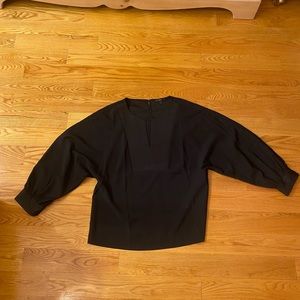 Black Jcrew blouse with satin detailing